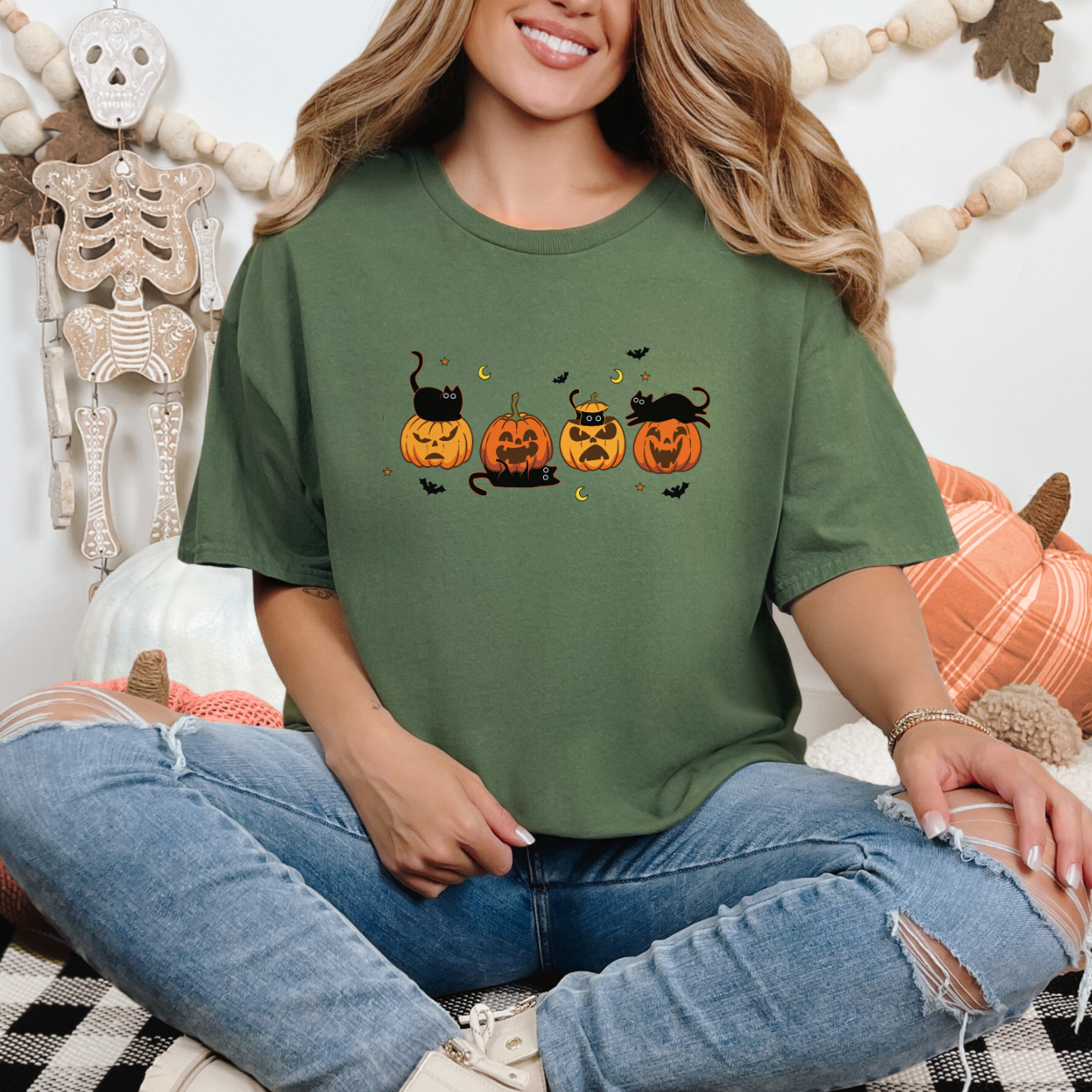 Kai the Cat & Pumpkins Tee